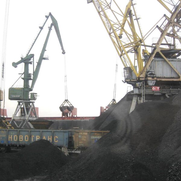 Feeding coal in sea harbour